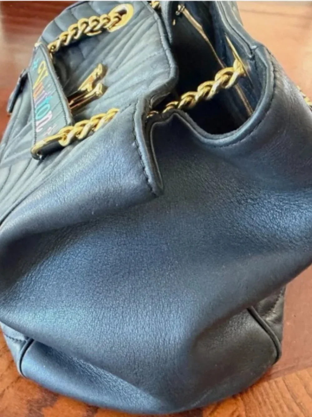 Louis Vuitton New Wave Chain Tote MM Black Quilted Leather